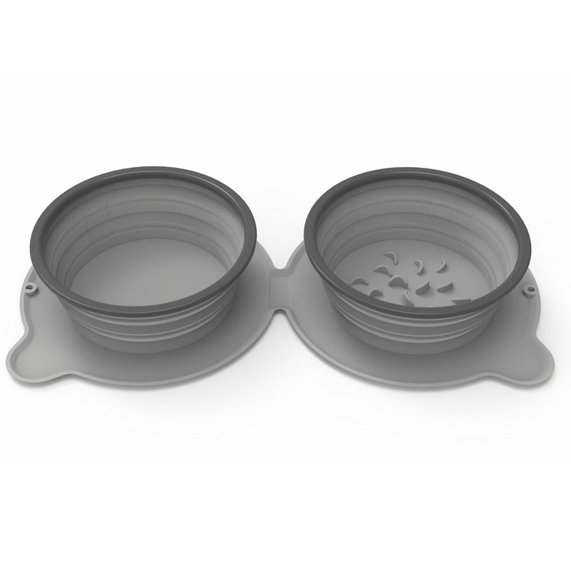 Non-Slip Silicone Dog Bowl – Portable Double Feeder for Trips